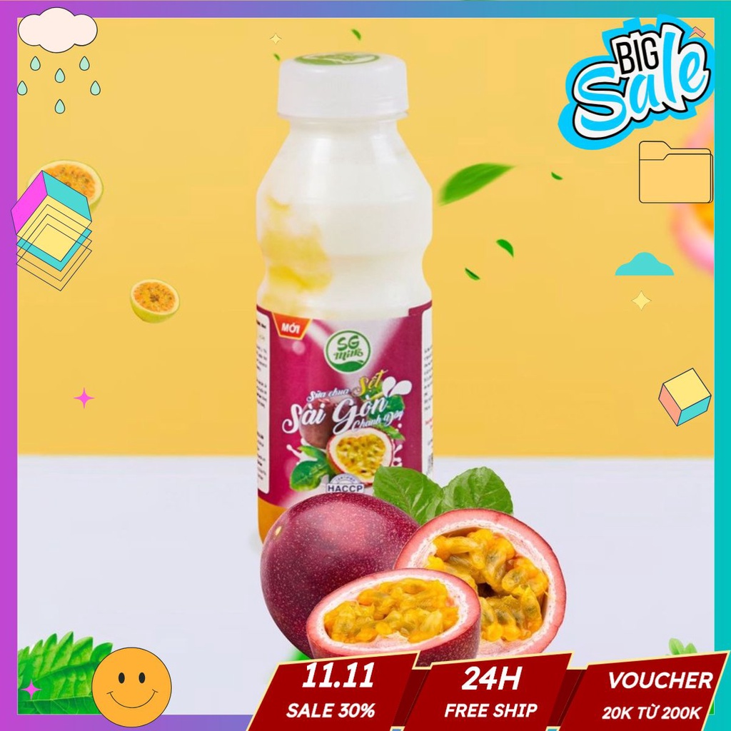 Sữa Chua Sệt Sài Gòn Chanh Dây CÓ TRÂN CHÂU - Chai 300ml