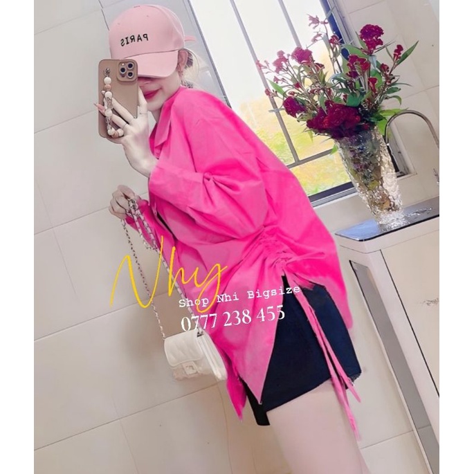 Áo sơ mi tay dài rút dây 2 bên nhiều màu hottrend bigsize 60-92kg