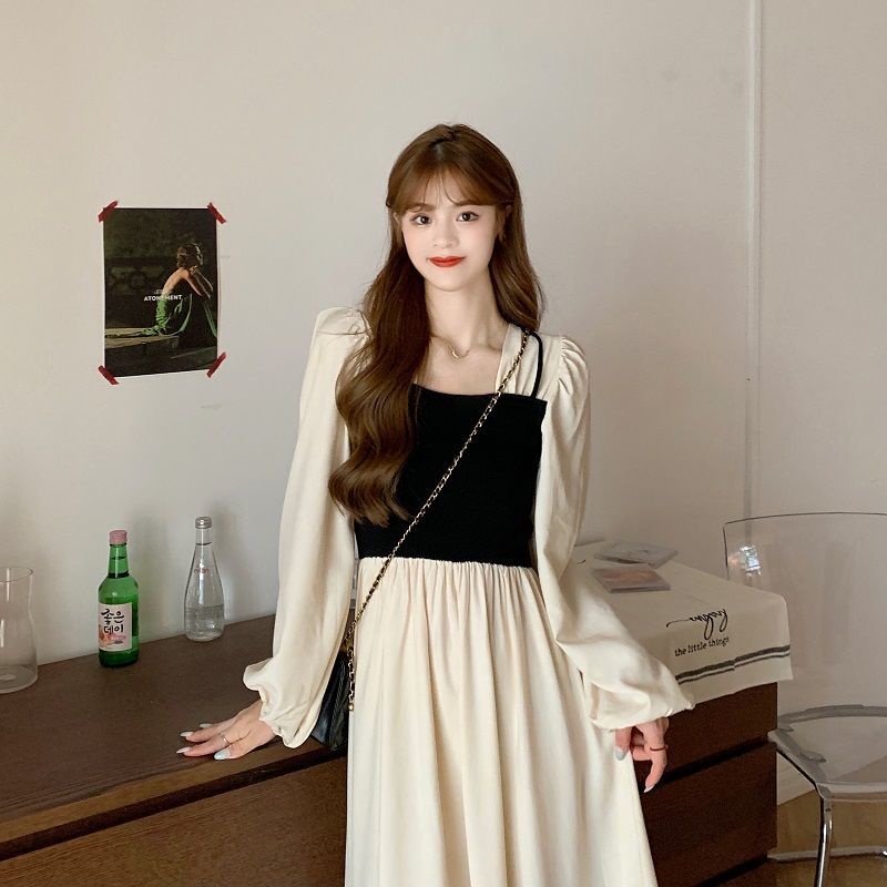 Đầm midi cổ vuông thiết kế mới thời trang Hàn Quốc