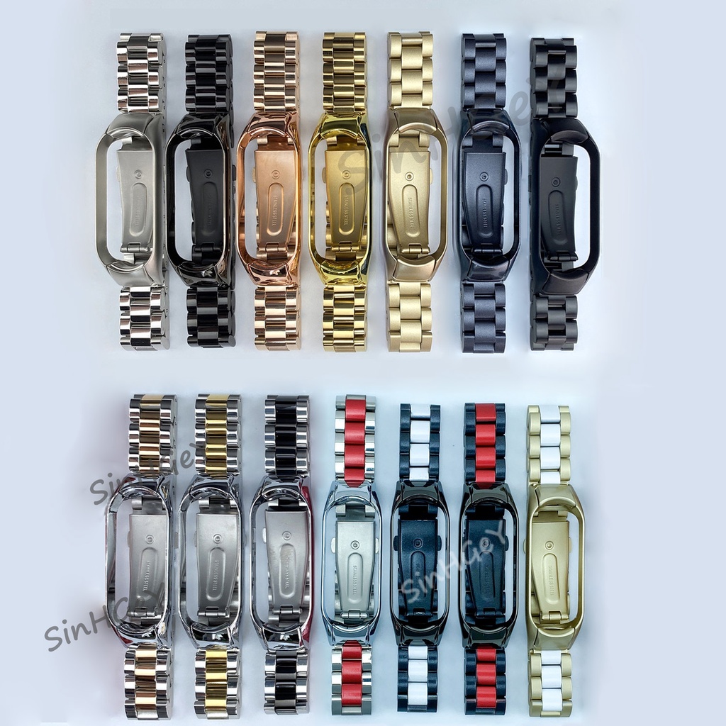 Dây Đeo Thay Thế Bằng Kim Loại Không Gỉ Cho Xiaomi Mi band 7 Mi band 6 / 5 / 4 / 3