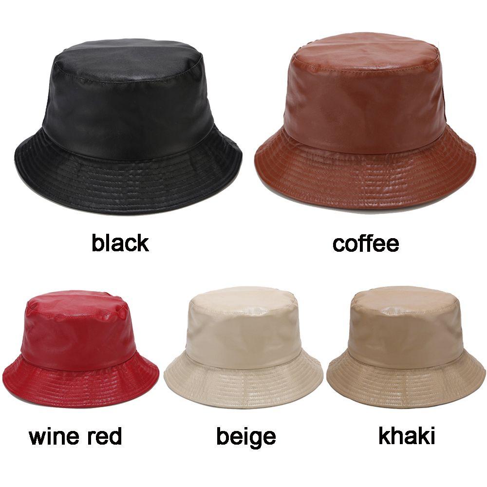 Nón Bucket Chất Liệu Da PU Chống Thấm Nước Cho Nam Nữ