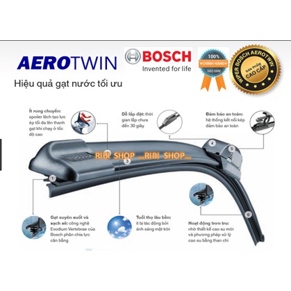 Gạt mưa , cần gạt nước Cao su cao cấp Aero Twin  Bosch - Hàng chính hãng