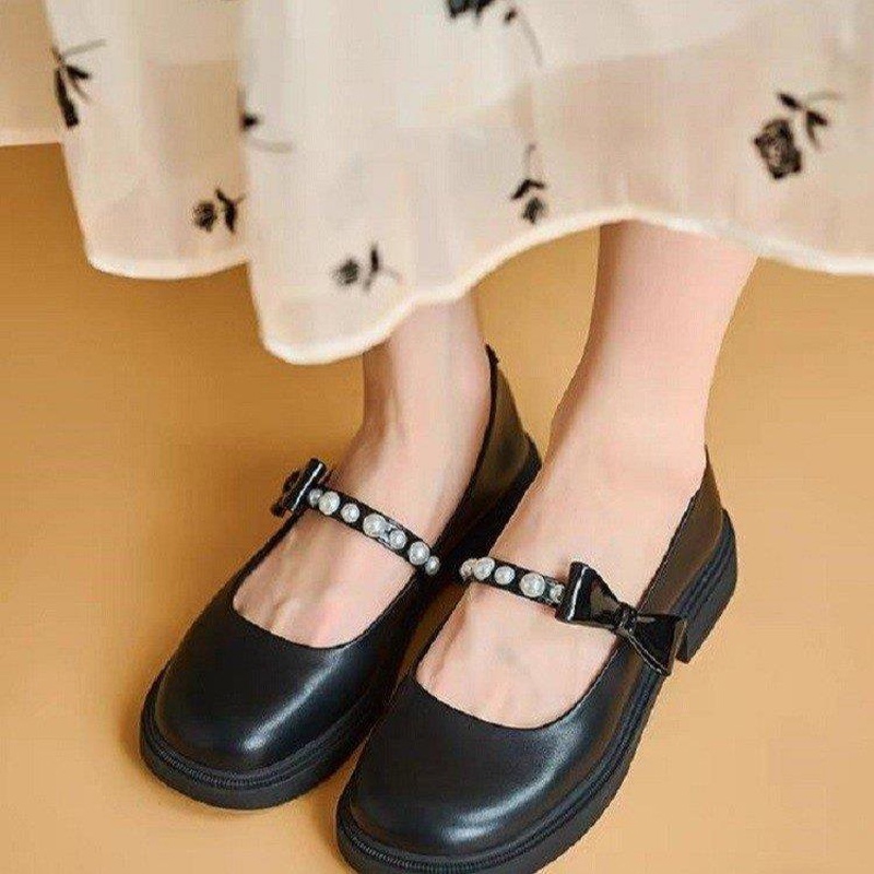 Giày Cao Gót Đính Ngọc Trai Phong Cách lolita Xinh Xắn Cho Nữ