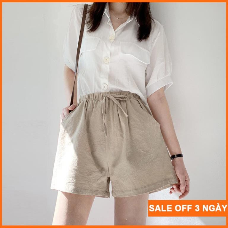 Quần Short đũi Nữ Ống Rộng dáng, Quần Đùi Sooc Nữ chất Đũi cá tính siêu đẹp nhiều màu