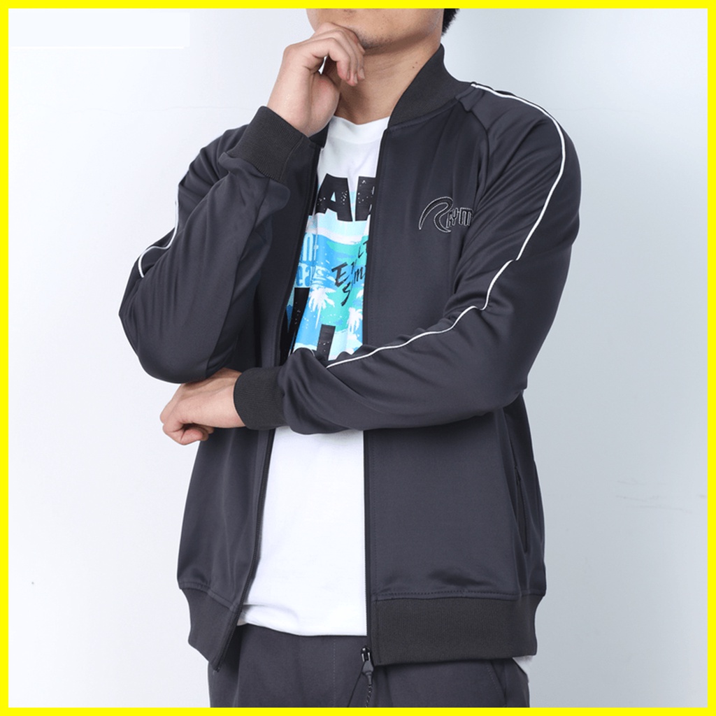 Áo Khoác Nam Bomber Vải Poly 2 Da Cao Cấp, Phối Lé Sọc Trắng Thời Trang mã KHOAC.35