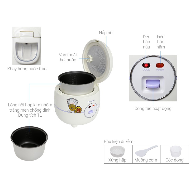 Nồi cơm điện Pensonic 1 lít PSR-1003 Tím hàng trưng bày | BigBuy360 - bigbuy360.vn