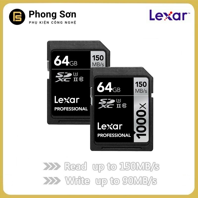 Thẻ nhớ Lexar SDXC 64GB Pro 1000X 150mb/s, UHS II U3 Dành cho máy ảnh (Hàng nhập khẩu) | BigBuy360 - bigbuy360.vn