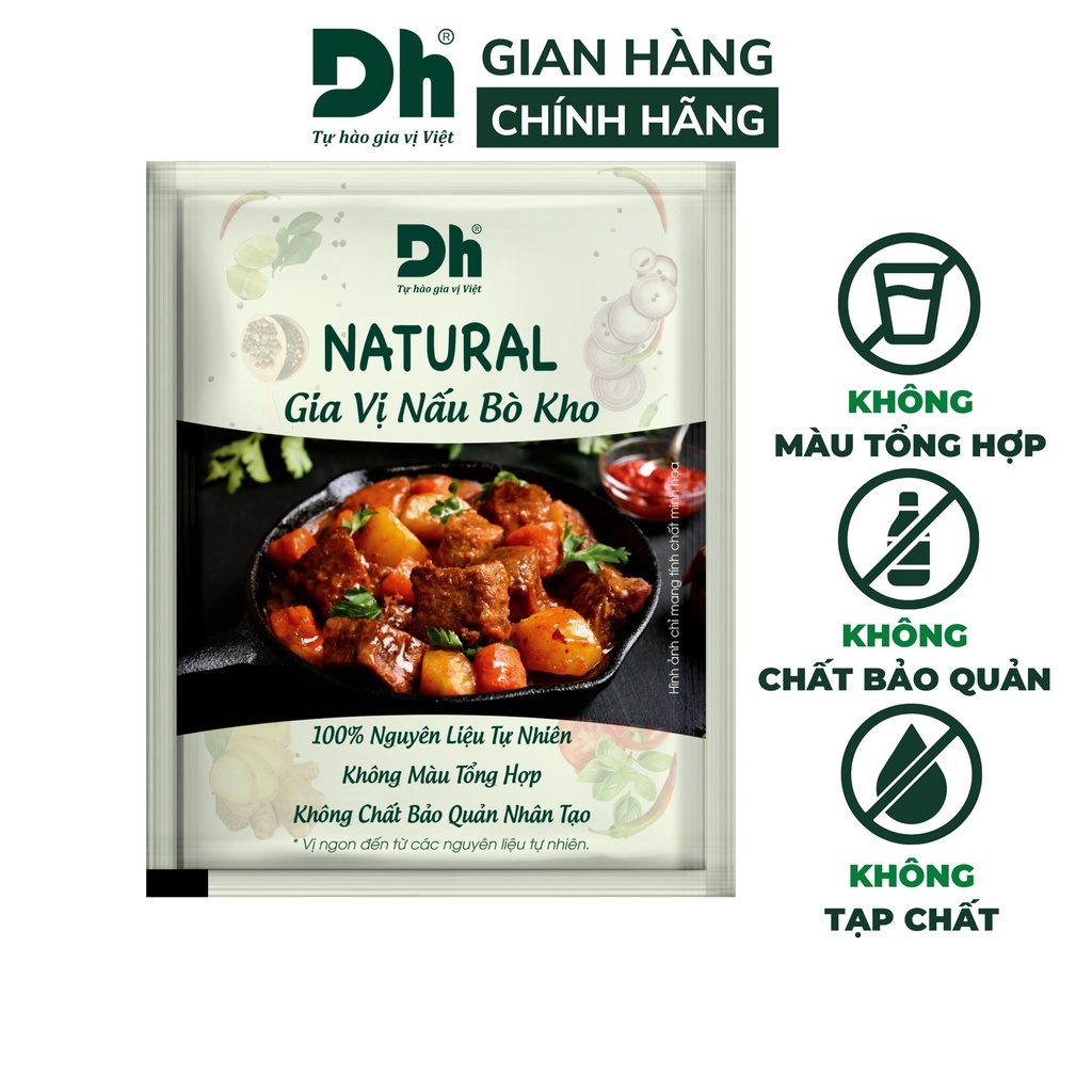Gia vị nấu bò kho Natural Dh Foods nêm sẵn thành phần tự nhiên dành cho nhà bếp gói 10gr