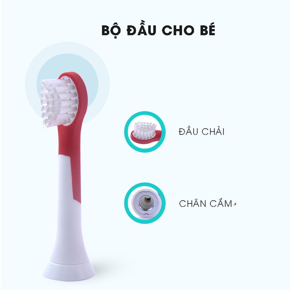 Cho máy Philips Sonicare, Kids HX-6034, Bộ 4 đầu đánh răng điện trẻ em, Minh House