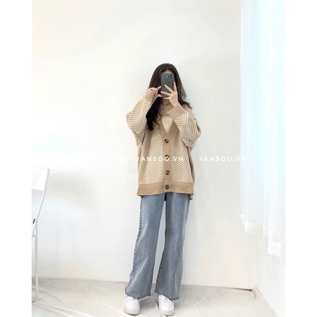 Áo len cadigan vằn cá tính , áo len from rộng chất dày ấm áp xuất xứ Quảng Châu phong cách Hàn Quốc YANSOO