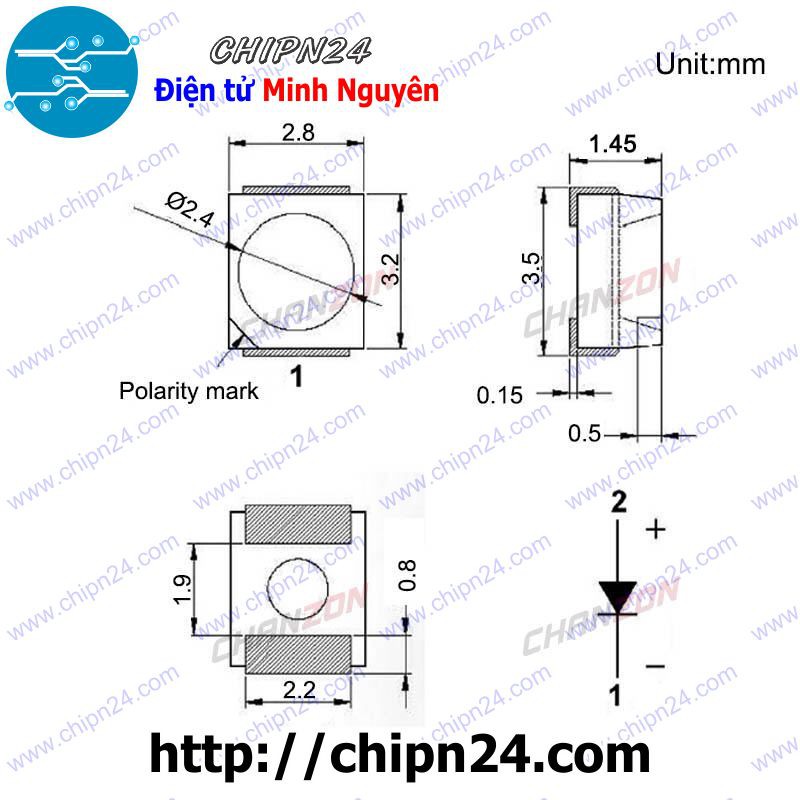 [10 CON] (KX) Led Dán 3528 Trắng Ấm Warm White