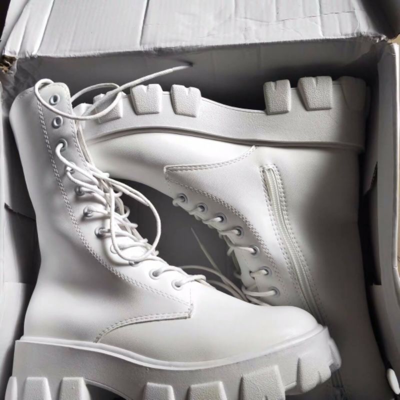 Ảnh thật GIÀY BOOTS  MARTIN OXFORD ULZZANG CAO CỔ 25CM BUỘC DÂY ĐẾ CAO 5.5CM  đế răng cưa