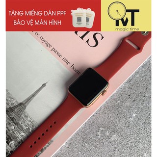 [TẶNG PPF BẢO VỆ MÀN HÌNH] Dây Cao Su Apple Watch Sport Màu Đỏ Đô Cao Cấp