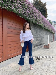 Quần ống loe xẻ trước