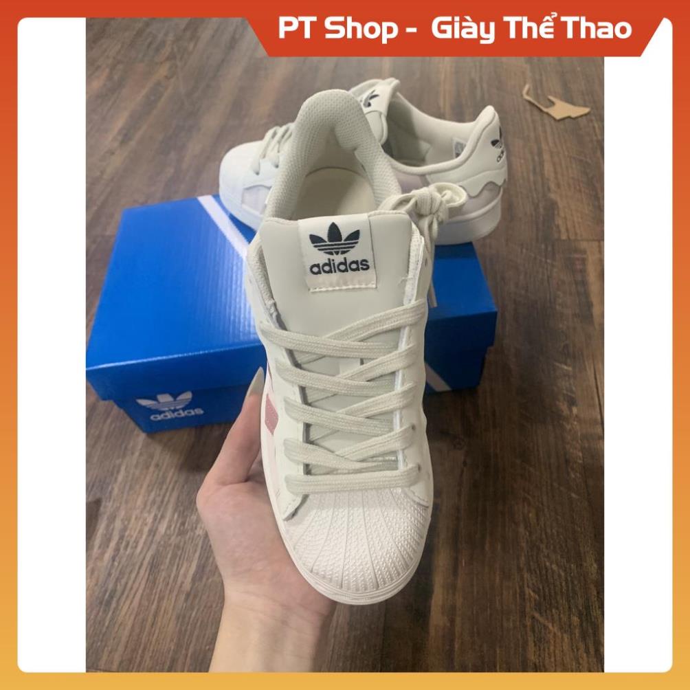 [FreeShip+ Hàng Xịn Sò] Giày Adid.a.s Superstar Das Sò Màu Hồng Kem bản S.C 2022 Dây Hồng Bull Box