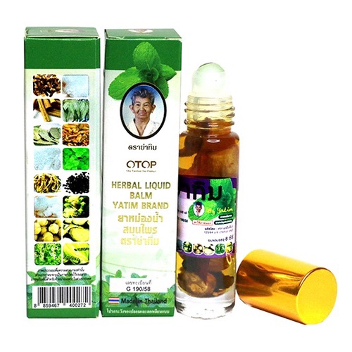 Dầu Nóng Thảo Dược OTOP Thailand - Dầu lăn 22 Vị Thảo Dược Herbal Liquid Balm Puya Brand Thái Lan 8mL