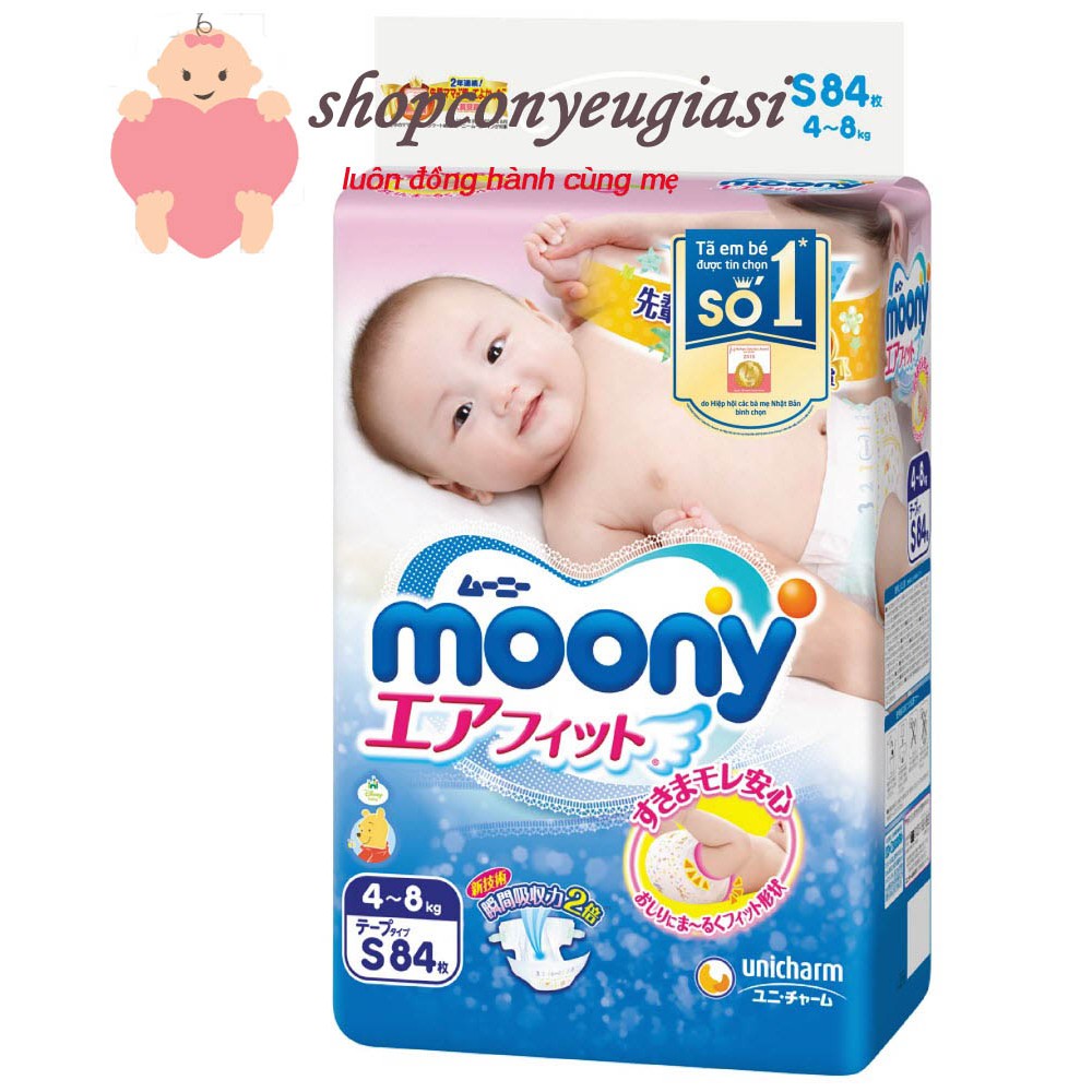 Tã Dán/Quần Moony NB90/S84/M64/L54/M58/L44/XL38/XXL26 + TẶNG BỘ CHÉN ĂN DẶM SỢI TRE