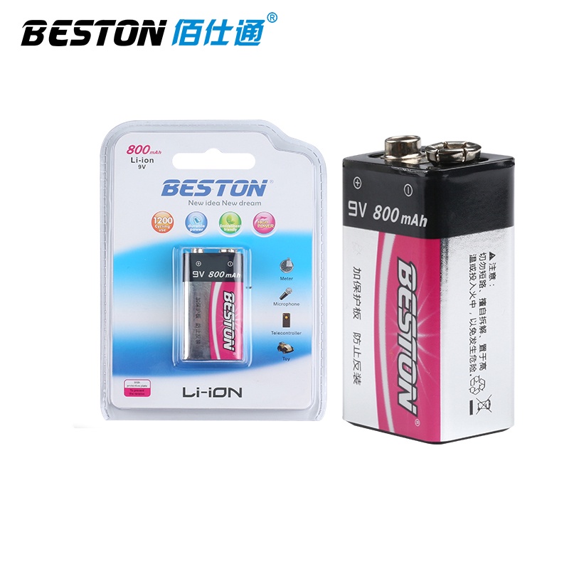 Combo 1 Viên Pin Sạc Li-ion 9V 800mAh Và Sạc Pin 2 Khe M7005 BESTON Chính Hãng