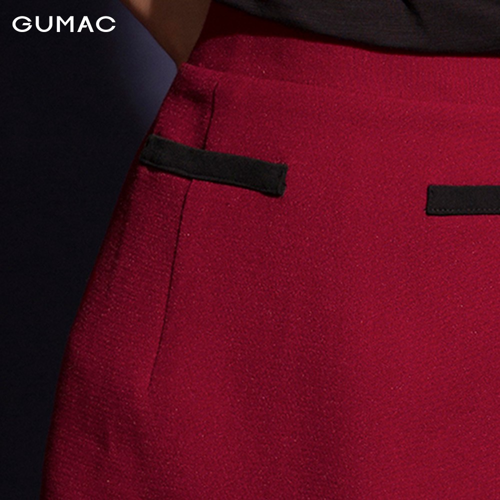 Chân váy nữ phối viền GUMAC màu đỏ đủ size, sang trọng CV12039 | BigBuy360 - bigbuy360.vn