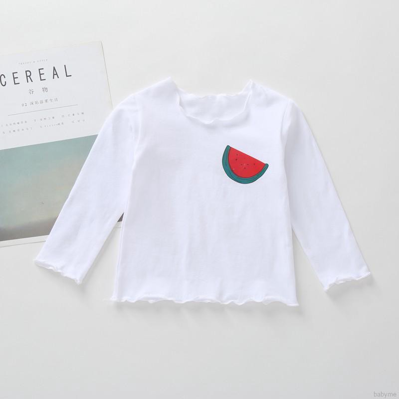 Áo thun tay dài in họa tiết trái cây xinh xắn cho bé gái
