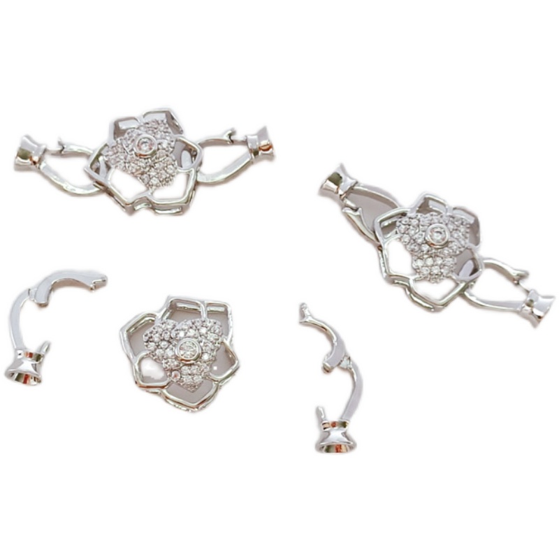 Khóa Bạch Kim Bốn Lá Đính Ngọc Trai Zircon Màu Sắc Diy