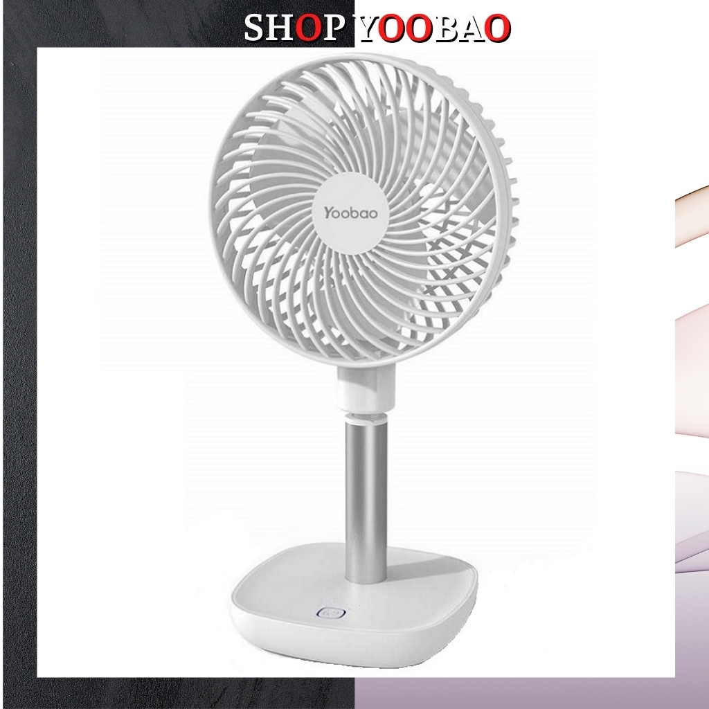 Quạt tích điện để bàn văn phòng mini cao cấp Yoobao F1 pin 10.000mAh hoạt động 14-60h liên tục,4 chế độ gió,xoay góc 45