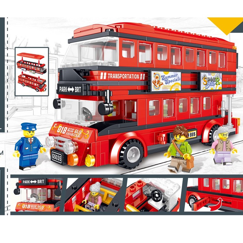 Lắp ráp Ghép Hình Xe Ô Tô BUS 2 Tầng 398PCS SP592