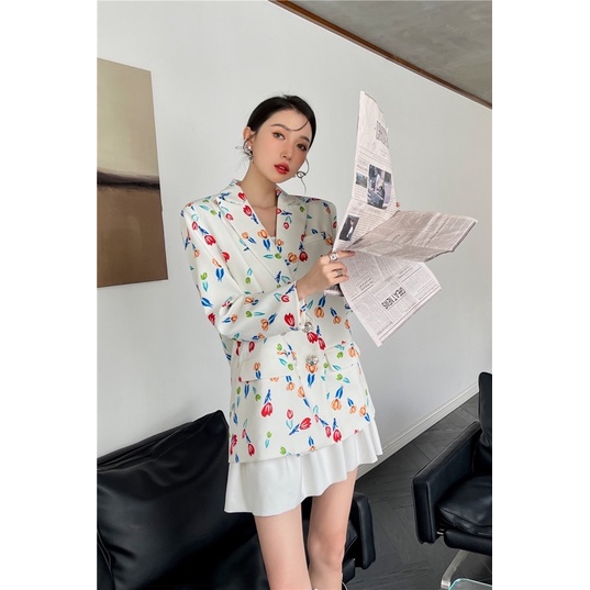 Áo vest blazer hoa oversize koreastyle