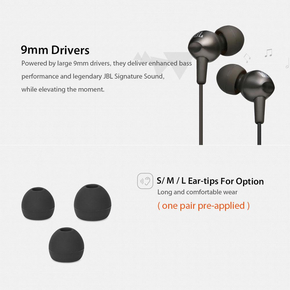 JBL C200SI In-Ear Headphone 3.5 Mm Jack High-end JBL Sound Control One Button Earphone Sports Earphones Earbuds With Microphone For IOS Android