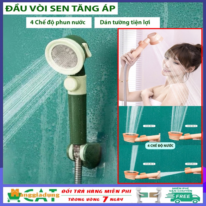 Vòi sen tăng áp cao cấp 4 chế độ phun nước, đầu vòi sen tắm áp lực cao, tiết kiện nước