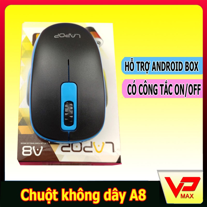 Chuột không dây Lapop A8 / A9 bảo hành 2 năm có công tắc on/off dùng cho PC Laptop Android TV Box