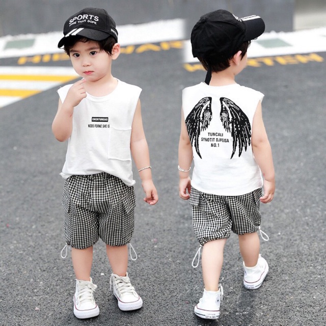 Set áo ba lỗ quần caro sỉ