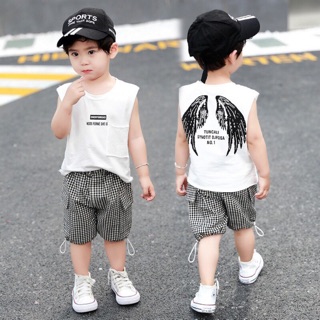Set áo ba lỗ quần caro sỉ