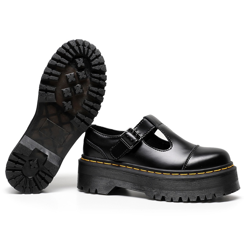 Giày bốt da Martin dày ngón chân 3.5cm dày gót 4.5cm sợi da cho nữ