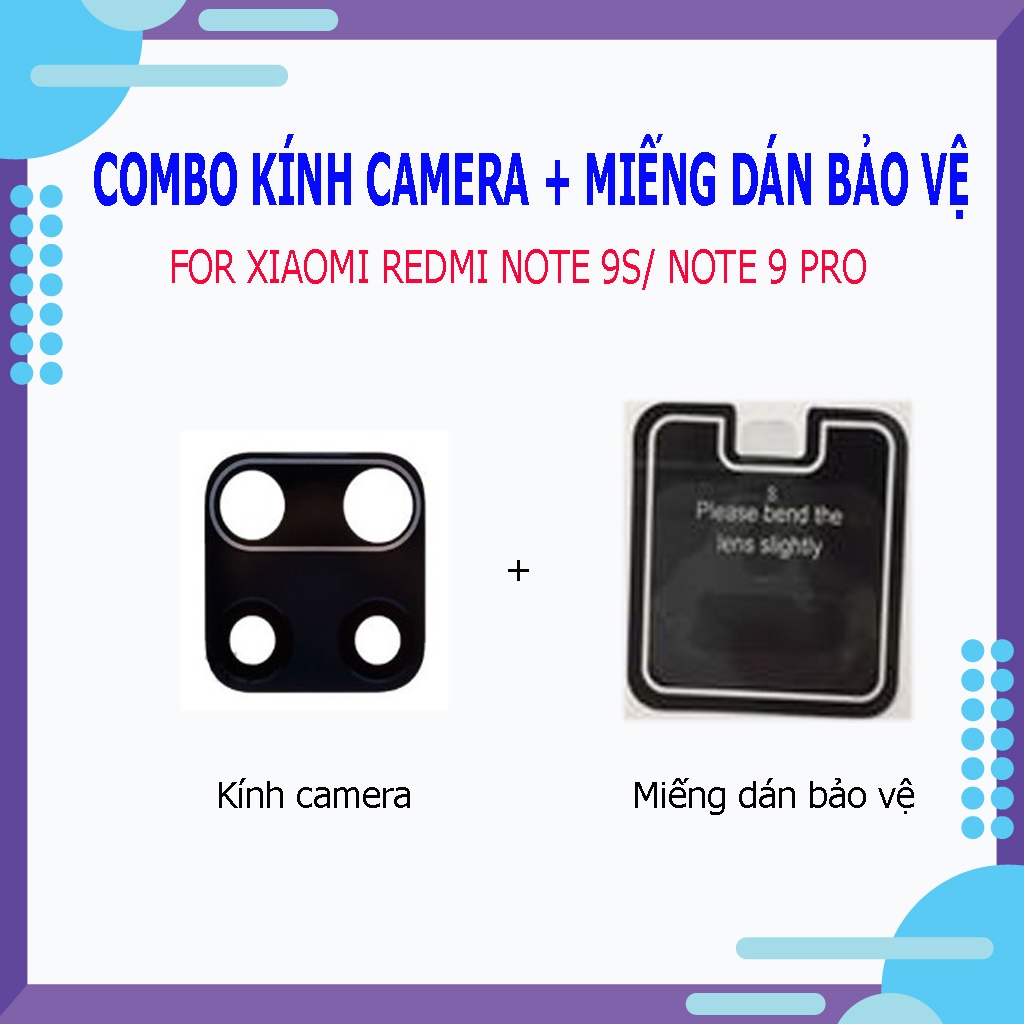 Kính camera sau Xiaomi Redmi Note 9S - Tặng kèm miếng dán bảo vệ
