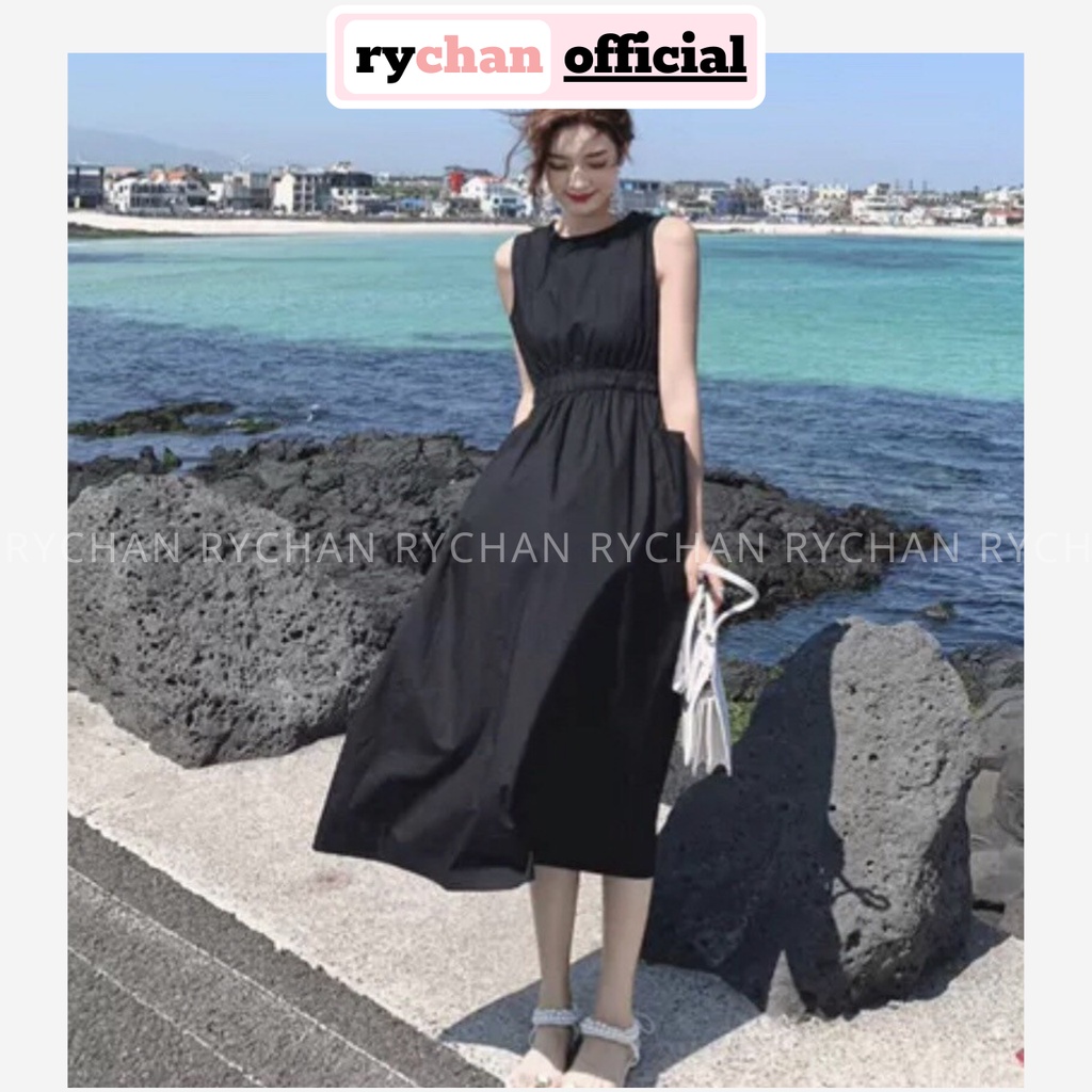 [ẢNH THẬT CUỐI] DX212 - Đầm Xòe Đi Dạo Biển Sát Nách Nhún Eo 2 Màu