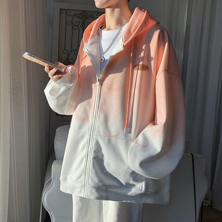 Áo Hoodie Nhuộm Màu Gradient Dáng Rộng Thời Trang Xuân Thu Cho Nam