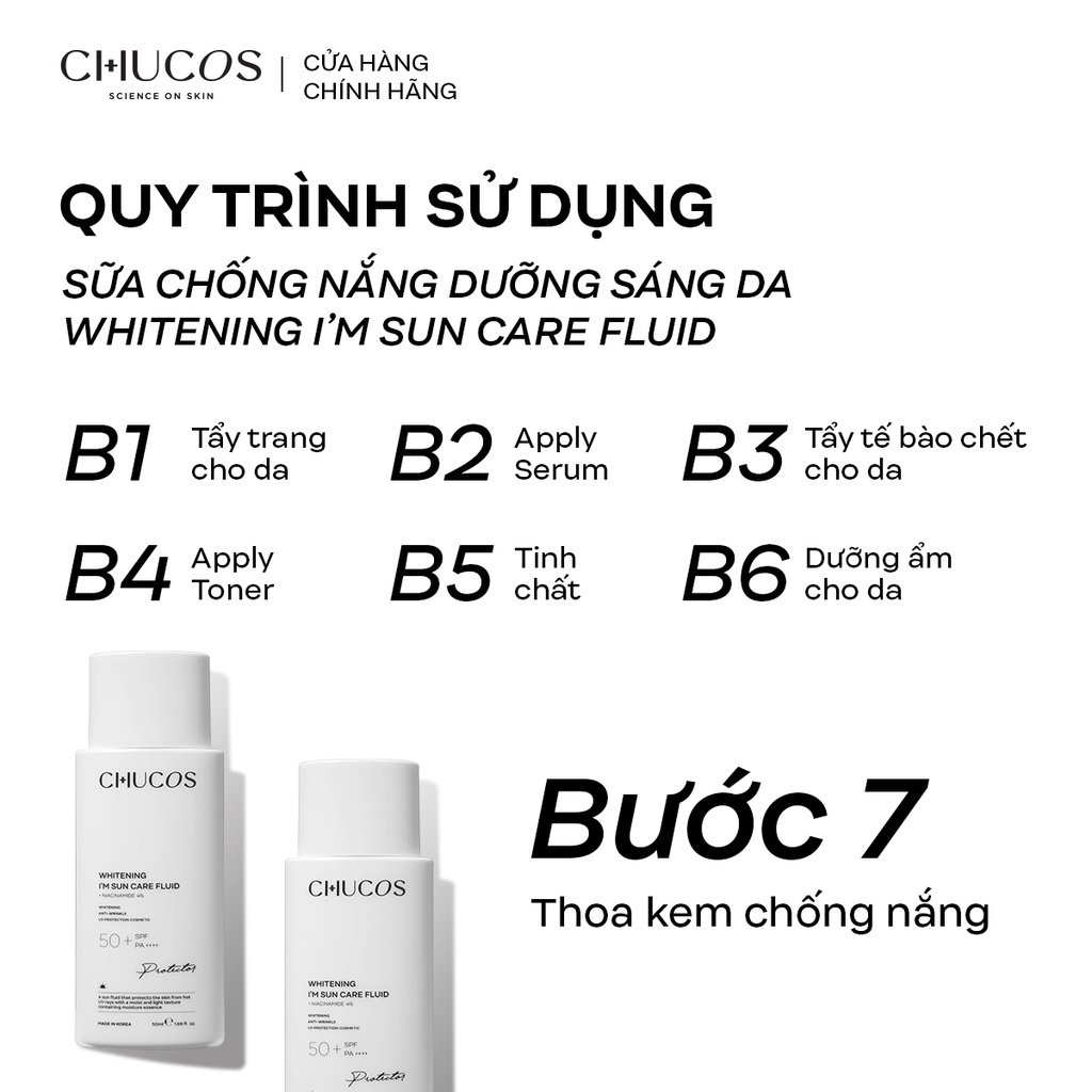 [Mã BMLTA35 giảm đến 35K đơn 99K] Sữa Chống Nắng Dưỡng Sáng Da Chucos Whitening I'm Sun Care Fluid SPF50/PA++++ 50ml