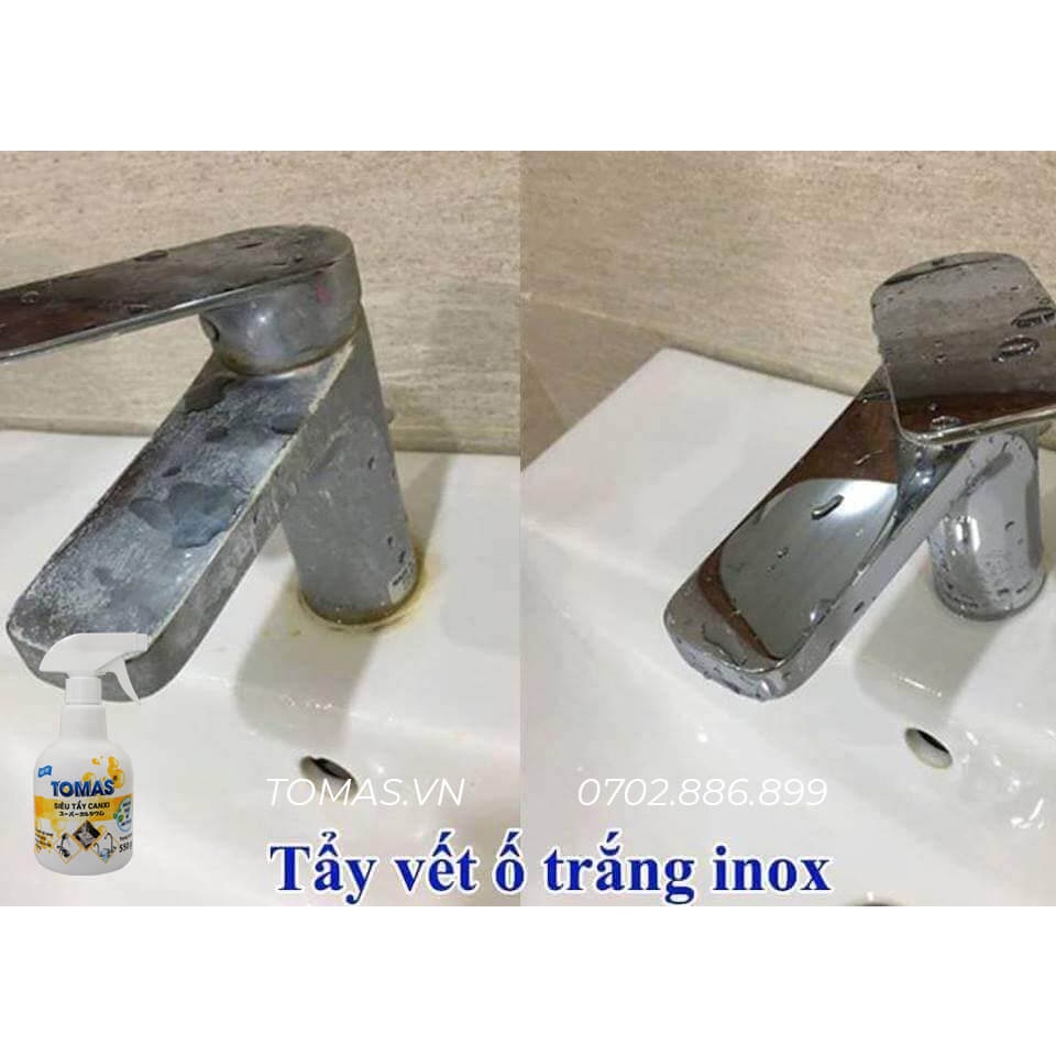Nước Tẩy cặn canxi vòi inox, bệ sứ, tẩy thiết bị nhà tắm TOMAS Vàng 550g