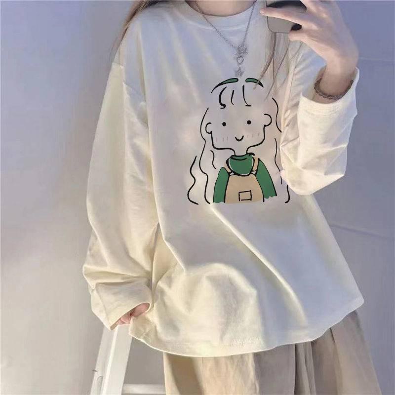 Áo thun tay dài dáng rộng phong cách Hàn Quốc thời trang mới cho nữ