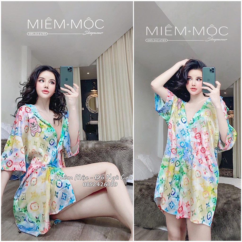 (M.84) Váy ngủ sơ mi sexy lụa cao cấp sang chảnh Đầm mặc nhà gợi cảm quyến rũ | BigBuy360 - bigbuy360.vn