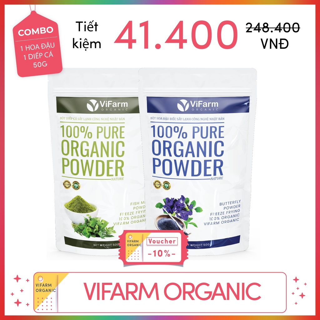 Bột Hoa Đậu Biếc Nguyên Chất 100% ViFarm 50Gram