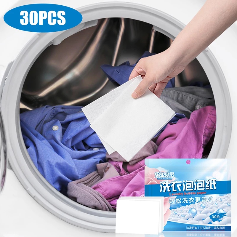Túi 30 Viên Sủi Bọt Giặt Quần Áo Lót / Máy Giặt Làm Sạch Sâu Hòa Tan Trong Lành Mạnh Mẽ