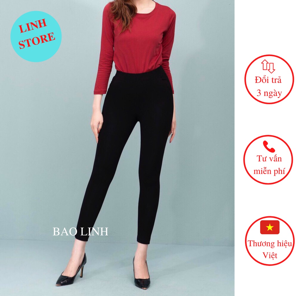 Quần Legging Nữ Dài Linh Store Bigsize Nâng Mông Nữ Lưng Cao Chất Liệu Cotton Mặc Đi Làm Đi Học