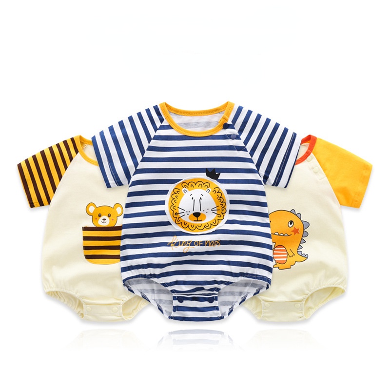 Áo Liền Quần Tam Giác Tay Ngắn Vải Cotton Thời Trang Cao Cấp Dành Cho Bé 0-18 Tháng Tuổi