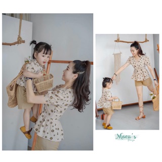 ⚡HÀNG THIẾT KẾ⚡ Đồ đôi mẹ bé, đồ đôi gia đình cao cấp by Macii's. Chất vải đũi và lin thoáng mát, phong cách vintage