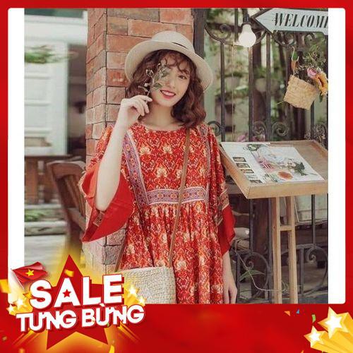 Váy Phong Cách Boho Màu Đỏ Giày Xinh Giá Rẻ