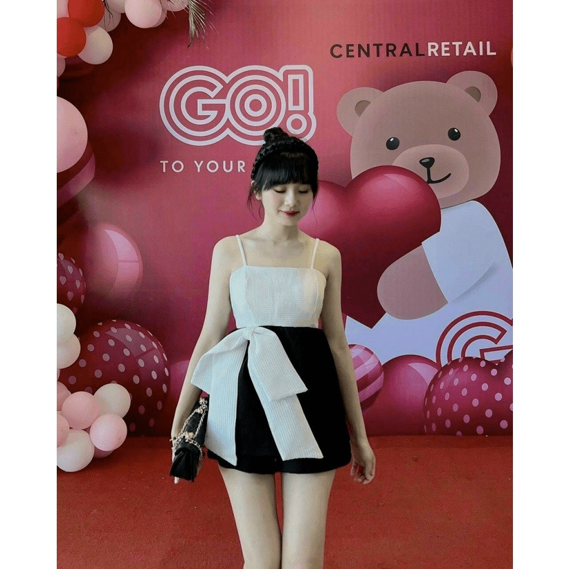 Sét Bộ Áo 2 Dây Cột Nơ Lớn Kết Hợp Quần Đùi Kiểu 2 Màu Chất Umi Mặc Đẹp Dáng Xinh [NEW UNISEX]