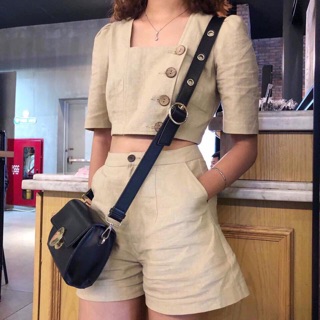 Set áo crop cổ vuông kèm quần short