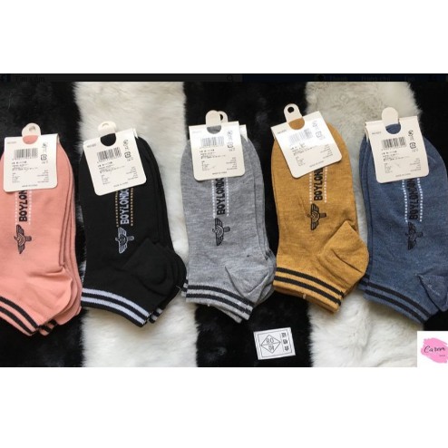 Combo 5 đôi tất nữ xuất hàn in họa tiết boy london chất cotton cực mềm mịn